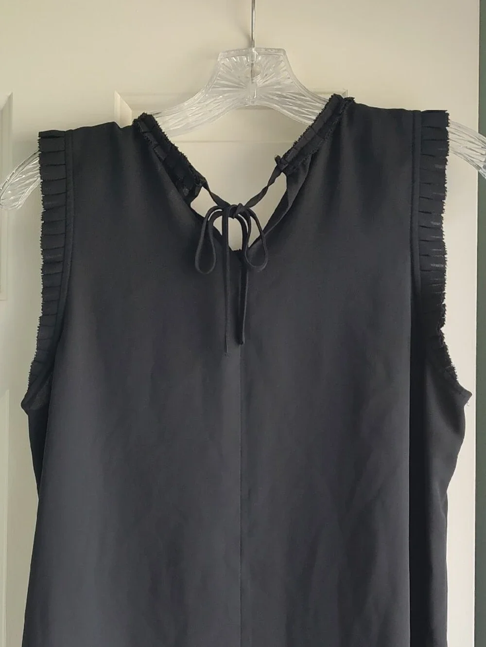 J. Crew Black Sleeveless Ruffled Neck Camisole